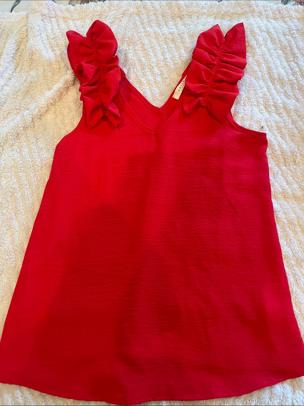 entro Red Ruffle-Sleeve V-Neck Camisole